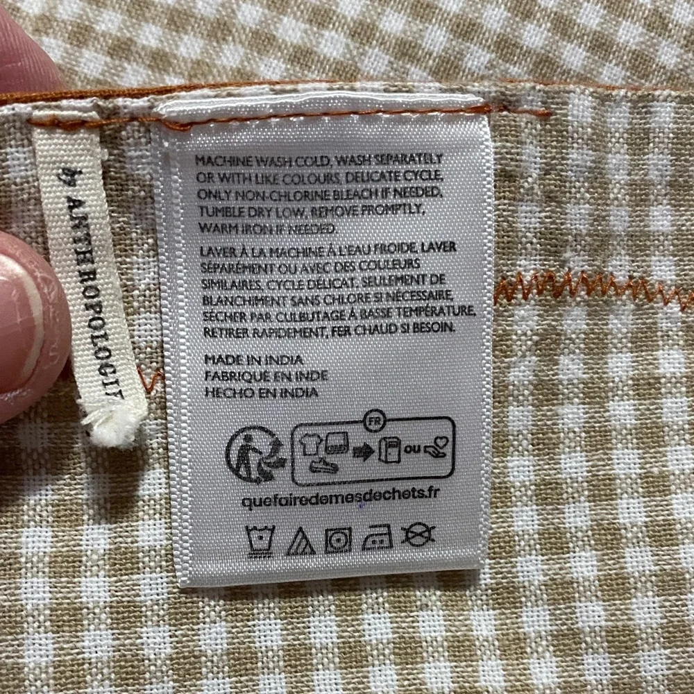 Anthropology cloth 18x18 size napkins burnt orange border , checkered inside NWT
